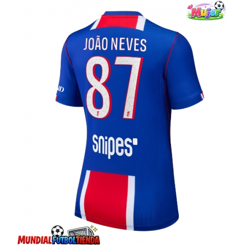 Camiseta Paris Saint-Germain Joao Neves #87 Primera Equipación Replica 2026-27 para mujer mangas cortas